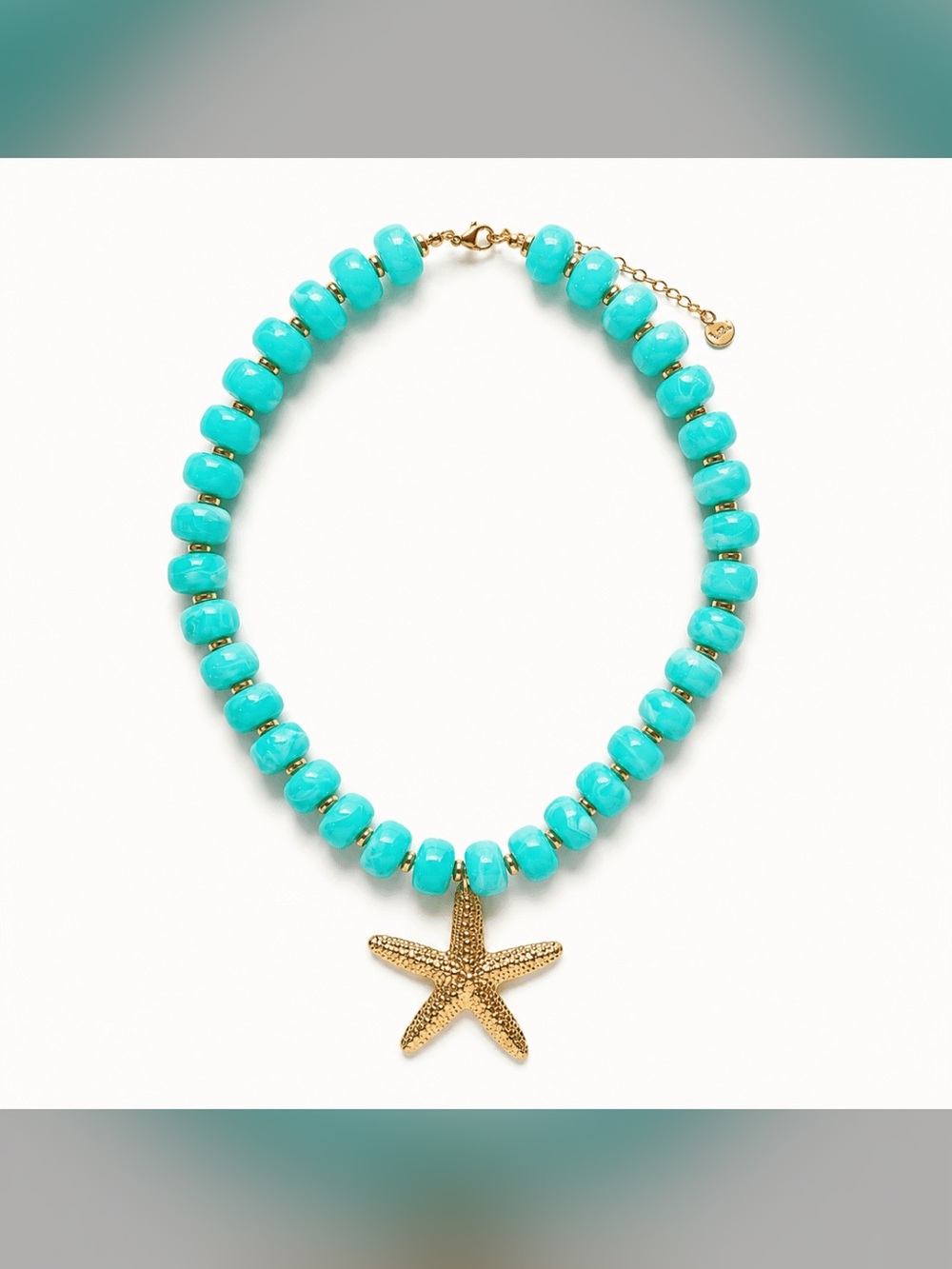 Mayamar Turquoise Beaded Necklace with Gold Starfish Pendant(NWT)